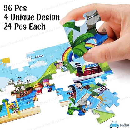 FunBlast Jigsaw Puzzles for Kids Set of 4 Transport Vehicles Jigsaw Puzzle for Kids