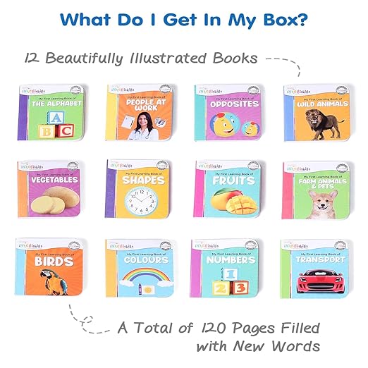 Firstcry Intelliskills My First Learning Set of 12 Premium Board Books for Babies & Toddlers | Early Learning Educational & Activity