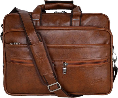 Leather World Expandable PU 15.6 inch Laptop Office Bag Men Women Messenger Briefcase