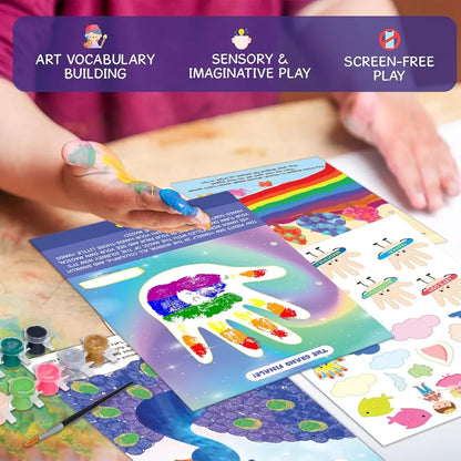 GiniMini Tiny Prints and The Magical Journey Art & Craft Kit for Kids 3–5 | 10 Story-Based Activities, Fingerprint Painting, Stickers, DIY Scrapbook | Creative Gift for Preschoolers