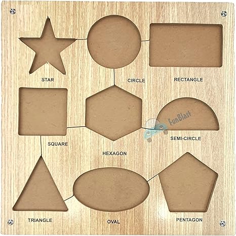 FunBlast Wooden Puzzle Shapes Jigsaw Puzzle Board with Knobs for Kids Girls Boys (Multicolor
