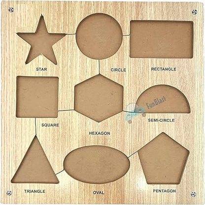 FunBlast Wooden Puzzle Shapes Jigsaw Puzzle Board with Knobs for Kids Girls Boys (Multicolor