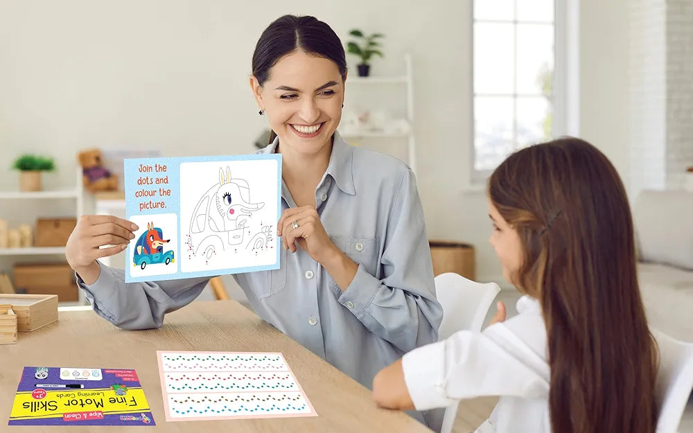 Popcorn Games & Puzzles Fine Motor Skills Wipe & Clean Reusable Learning Social_Skills Flash Cards 2+ Years Kids|Master The Motor Skills of Your Brain 16 Cards with Wipe & Clean Marker