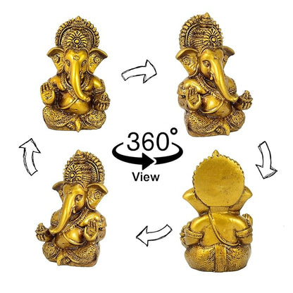 Tied Ribbons Lord Ganesh Idol for Car Dashboard Home Decor Living Room Pooja Room