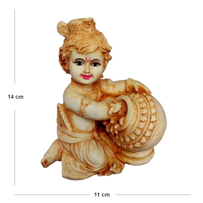 Newven Poly Marble Handcrafted Krishna showpiece Hindu god Idol Decorative Statue