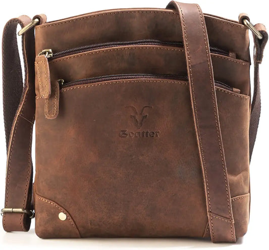 Goatter Genuine Leather 9.5" Inch Sling Cross-BodyBag for Girls And Women,