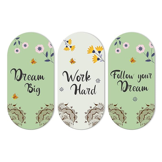 Artvibes Work Hard Motivational Quote Wall Hanging Decoration for Home | Wooden Decorative Hanger | Set of 3