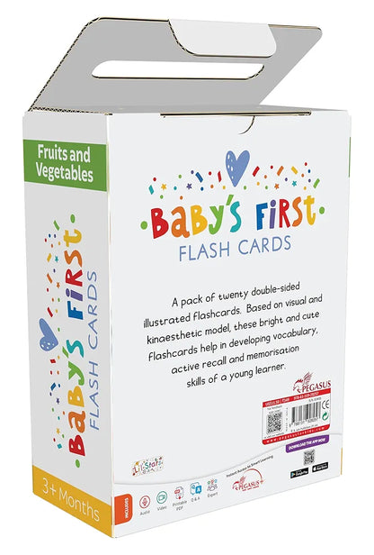 Popcorn Games Fruits and Vegetables Baby's First Board Flash Card Learning Educational for New Born Baby Kids Ages 3 Month+ Best Birthday Gift Early Learning - 20 Cards