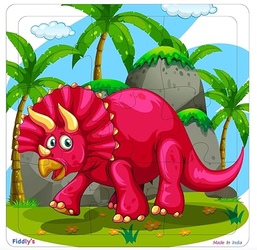 Fiddly's Wood Jigsaw Puzzles for Kids & Children - 9 Pieces | Dinos Pack of 4 | Age 3+