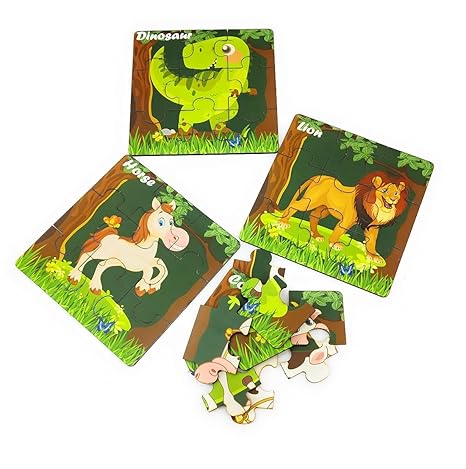 FunBlast Jigsaw Puzzle for Kids Wooden Paperless Animal Jigsaw Puzzles Floor Games