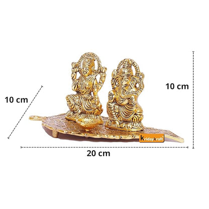 KridayKraft Laxmi Ganesh Metal Statue Laxmi Ganesh Murti with Diya for Pooja