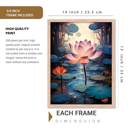 Kotart Premium Digital Traditional Art Paintings with Frame Wall Decor For Living Room Pack of 6