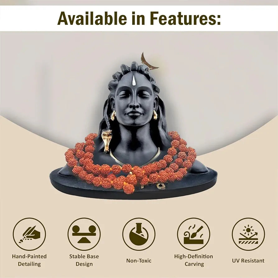 Jd Fresh 4.5 Inch Adiyogi Statue with Rudraksh Mala