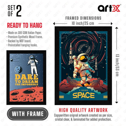 ArtX Paper Space Motivational Quotes Wall Frames Set of 2