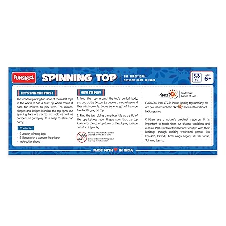Funskool Games Spinning Top Spin and Win Traditional Outdoor Games of India 2 Traditional Wooden Spinning top