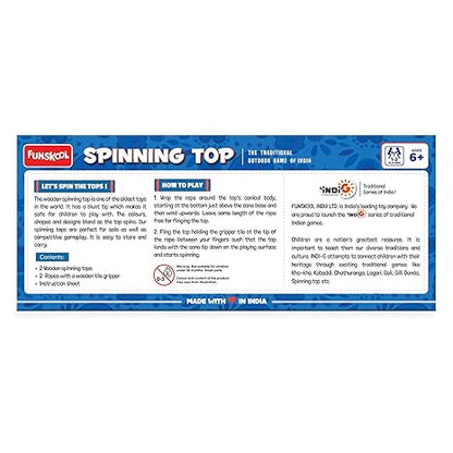 Funskool Games Spinning Top Spin and Win Traditional Outdoor Games of India 2 Traditional Wooden Spinning top
