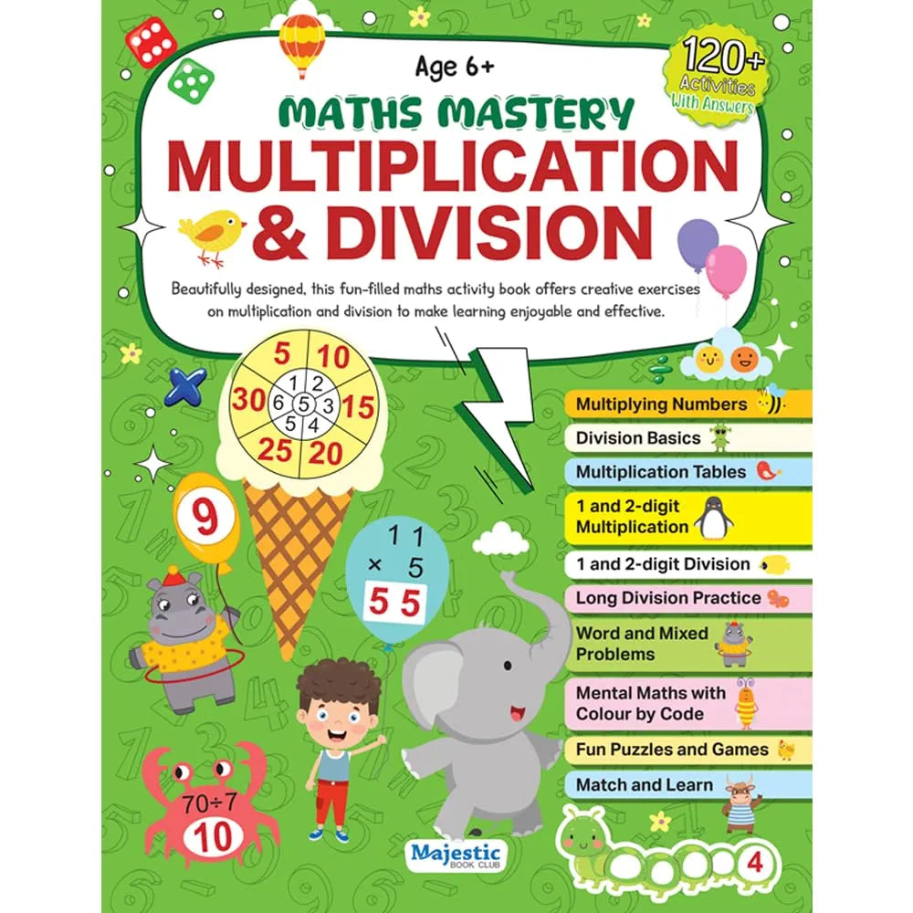Multiplication and Division Maths Activity Book for Kids Ages 6+ | 120+ Engaging Activities with Answer Key | The Book Tree Books
