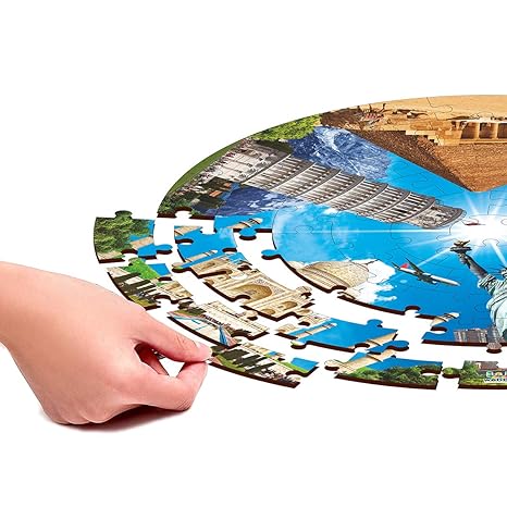 Webby Wooden Seven Wonders of The World Jigsaw Puzzle 60 Pcs Multicolor