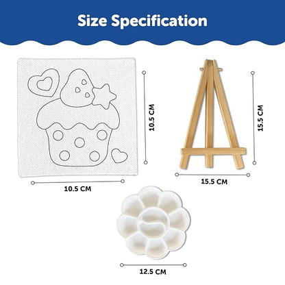 Mini Leaves Mini Canvas Craft Art Paint Kit for Beginner With Wooden Easel, Colours, Painting Brush | Diy Kit | Set of 4