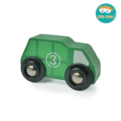 KIDS KINDLY Mini Vehicle Wooden Toys - Age 3 & Set of 6 Ambulance Wooden Small Toys for Kids, Cars Set Classic Rescue & Construction Vehicles Driving Cars for Boys Girls Educational Plays