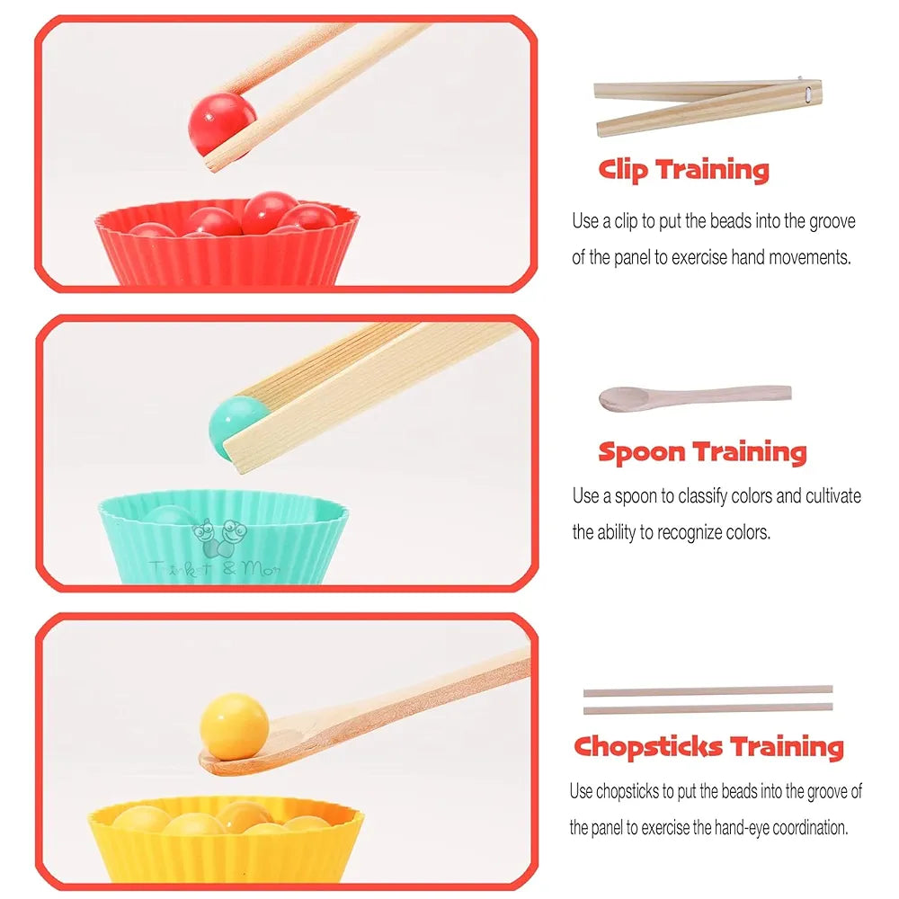 Trinkets & More Rainbow Cup Peg Board Puzzle Activity Montessori Game Toys Colour Sorting Matching Stacking Counting Balls Fine Motor Math Skills for Toddlers Boys and Girls 3 4 5 6 Years Old