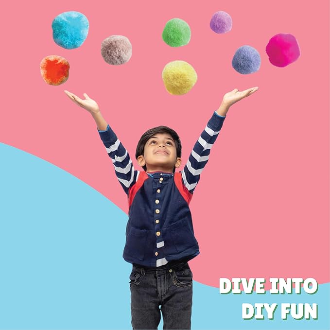 Kalakaram Diy Pom Pom Craft Kit for Kids | Create Adorable Pom Pom Crafts Using Pom Pom Balls | Diy Kit for Kids | Pack of 250+ Pieces