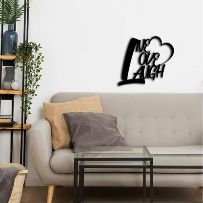 Ecraftindia Live Love Laugh Quote With Heart Black Engineered Wood Cutout Wall Art Decor | Inspirational Wall Hanging