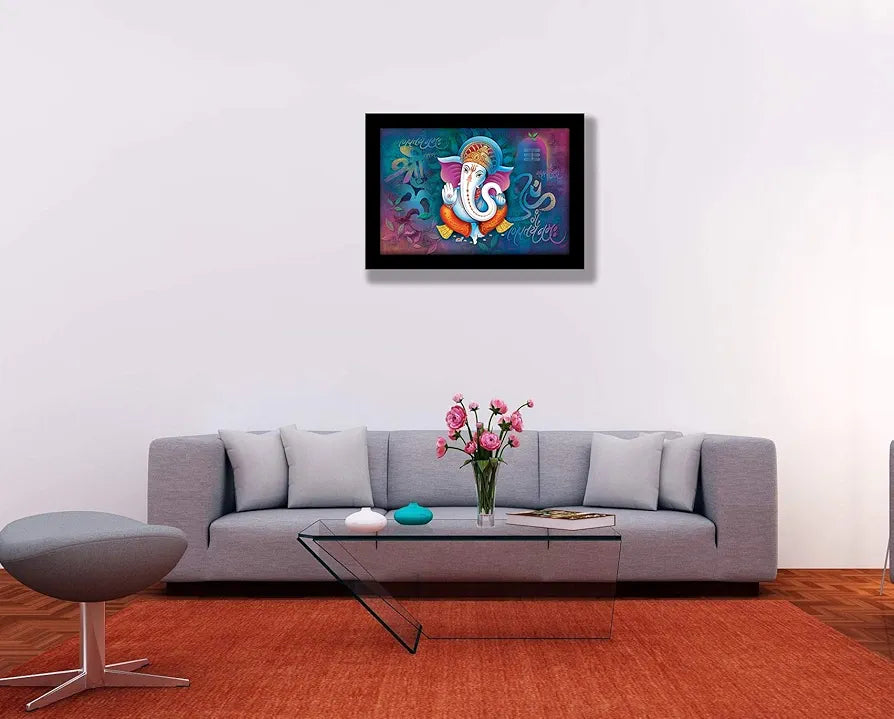 Lifehaxtore Ganesha with Om Art Framed Painting