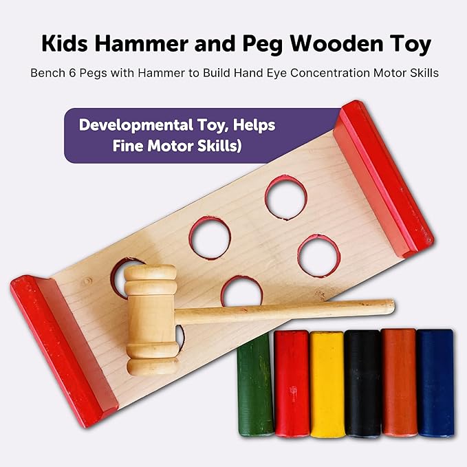 Mini Leaves Wooden Hammer Toy Toddler Bench | Pounding and Hammering Toy Block Punch Drop Instruments Enhancing Early Learning