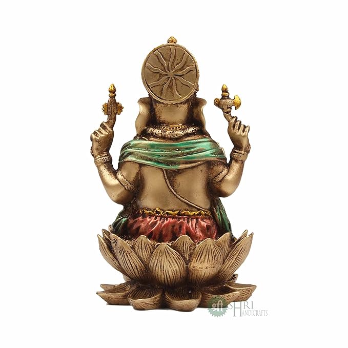 Indicast 7" Inch Cold Cast Resin Laxmi and Ganesh Showpiece Antique Home Decor and Gifting