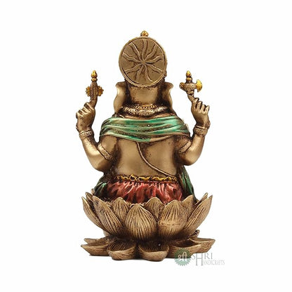 Indicast 7" Inch Cold Cast Resin Laxmi and Ganesh Showpiece Antique Home Decor and Gifting