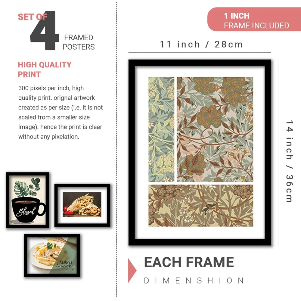 Kotart Always Hungry Restaurant Quotes Wall Posters With Frame Set of 8