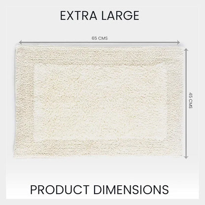Sashaa World Super Absorbant Cotton Reversible Bath Rectangular Mat Bathroom Rugs Colour Ivory