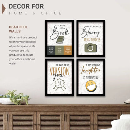 Kotart Life Is Like a Book Motivational Quotes Framed Poster