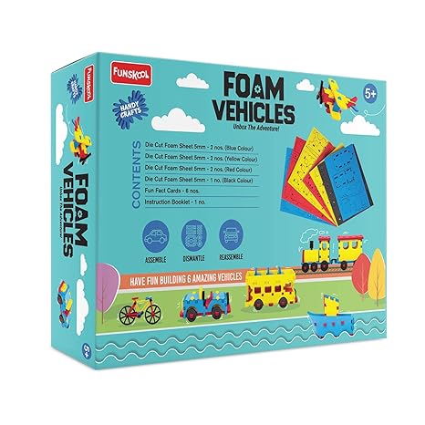 Funskool Handycrafts Foam Vehicles Make 6 Different Vehicles Learn 25+ Interesting Facts Arts and Craft