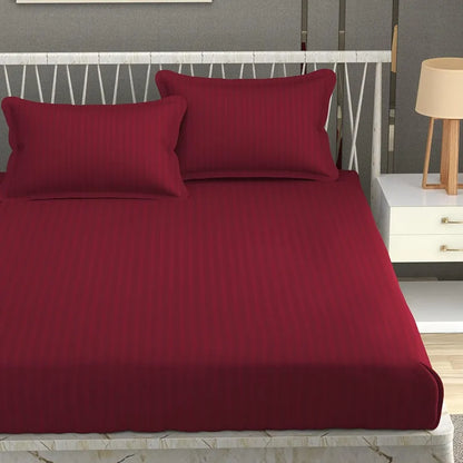 Fresh From Loom Microfiber Breathable Queen Size Double Bedsheet Set With 2 Pillow Covers 144 TC Maroon