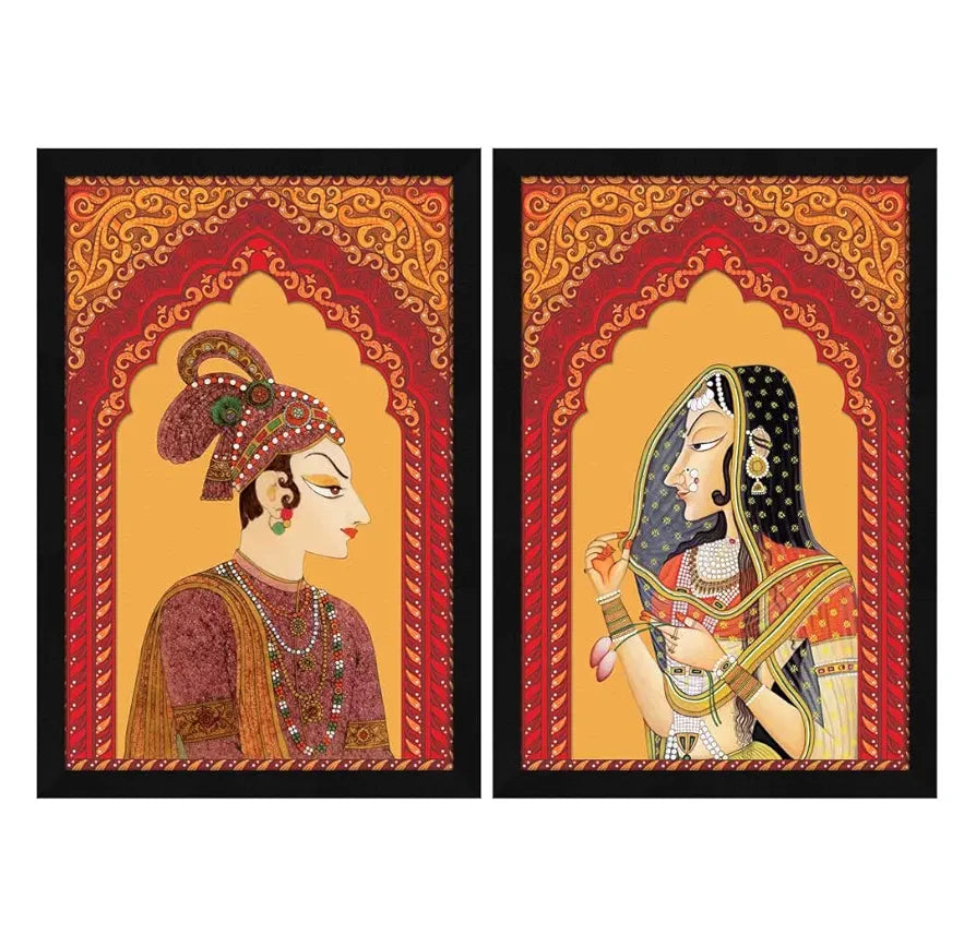 ArtX Traditional Bani Thani and Banna Painting Multicolor Indian Set of 2