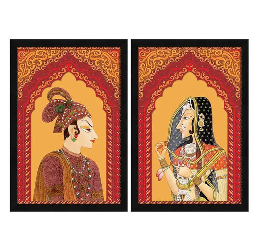 ArtX Traditional Bani Thani and Banna Painting Multicolor Indian Set of 2
