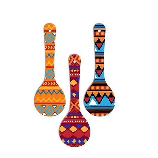 Artvibes African Pattern Wooden Wall Hanger for Home | Set of 3