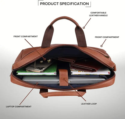 WildHorn Leather 15 inch Laptop Messenger Bag for Men I Padded Laptop Compartment with Adjustable Strap I Extra Zip Compartments I DIMENSION : L-16 inch W-3.2 inch H-13 inch