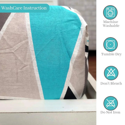 Divine Casa 144 TC 100% Cotton Abstract Print Blue Ultra Soft Fitted Bedsheet Single Bed Elastic Fitted Bedsheets Single Bed Colour Crystal Teal