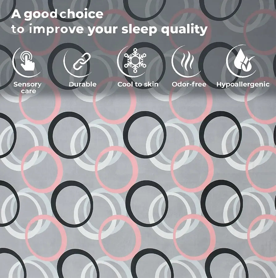Fresh From Loom Wrinkle Free Hypo Allergenic Single Bedsheet for Single Bed Spread with 1 Pillow Covers 144 TC Circle Grey