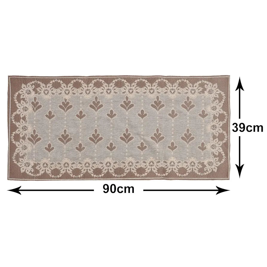 Kuber Industries Rectangular Floral Print Cotton Table Runner for Dining and Center Table Set of 2 Cream