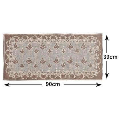 Kuber Industries Rectangular Floral Print Cotton Table Runner for Dining and Center Table Set of 2 Cream
