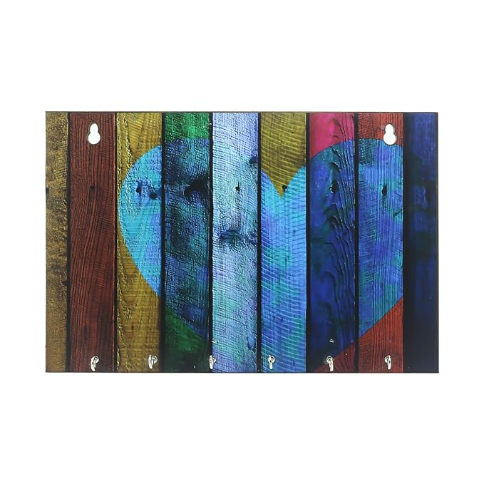 Ecraftindia Abstract Theme Wooden Key Holder With 6 Hooks