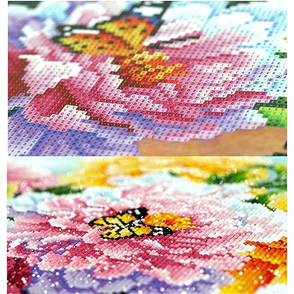 HASTHIP DIY 5D Diamond Painting by Number Kits Full Drill Rhinestone Embroidery Cross Stitch Pictures Arts Craft for Home Wall Decor,Peach Blossom Bridge-11.8x15.8In 