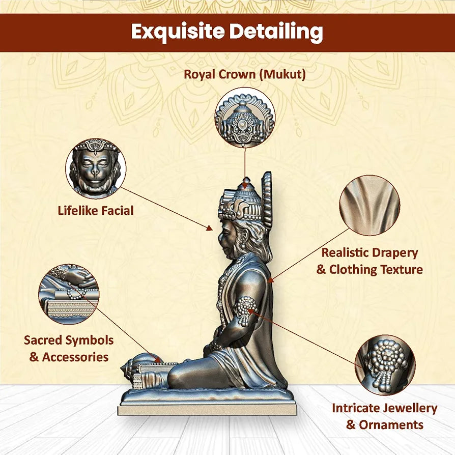 Jd Fresh 4.5 Inch Bajrangbali Statue with Gada - silver
