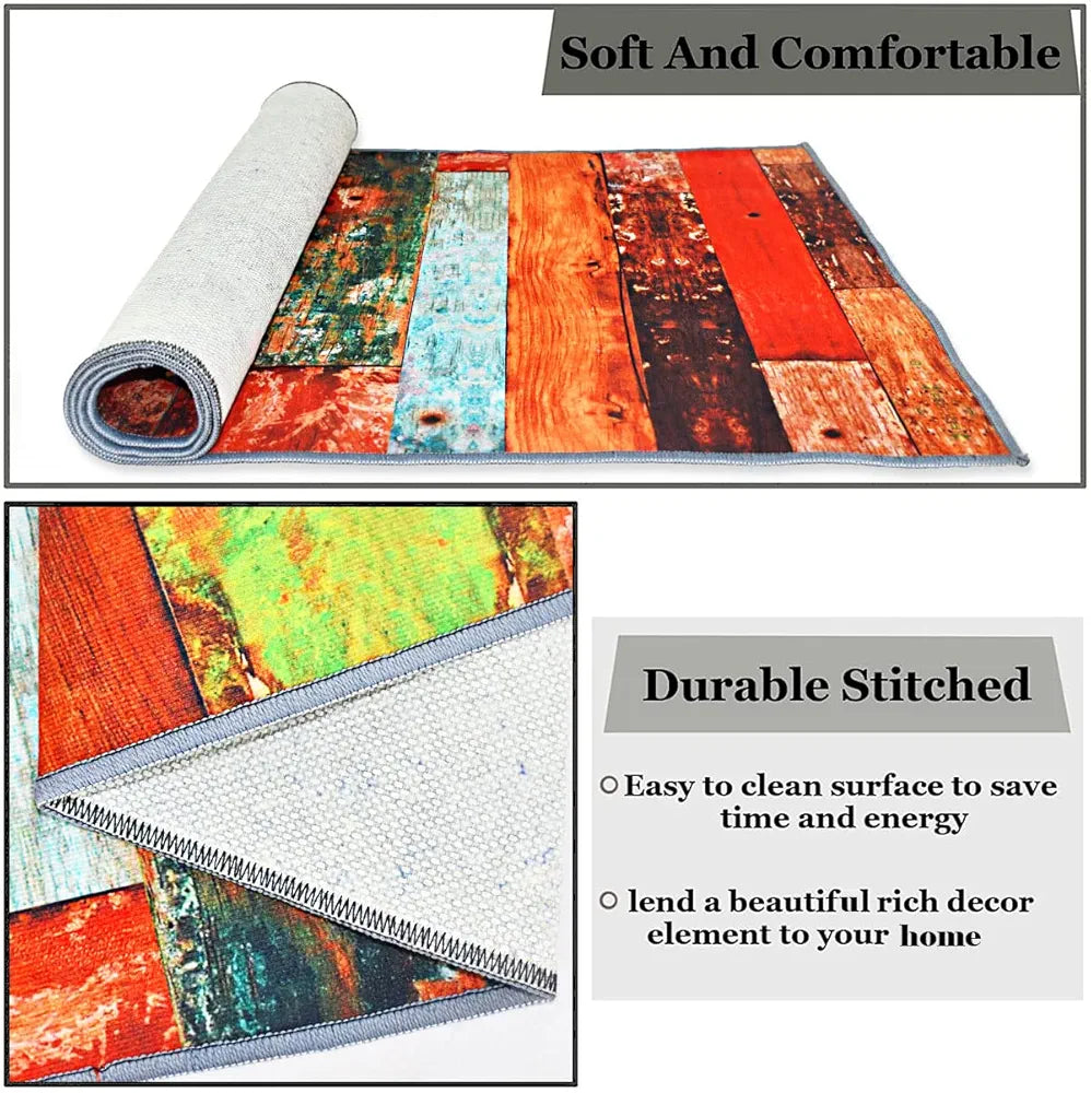 Ishro Home 3d Printed Bedside Runner Carpet Anti Skid For Home Kitchen Colour Stripes