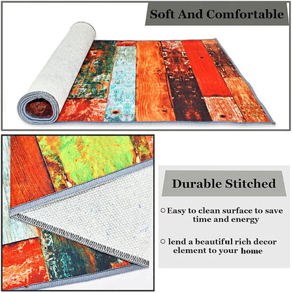 Ishro Home 3d Printed Bedside Runner Carpet Anti Skid For Home Kitchen Colour Stripes