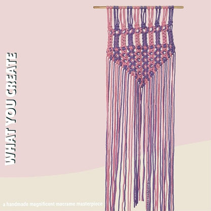 Kalakaram Diy Pink Purple Macrame Wall Hanging Making Kit | Diy Kit for Kids | Craft Kit for Girls | Activity Kit for Kids
